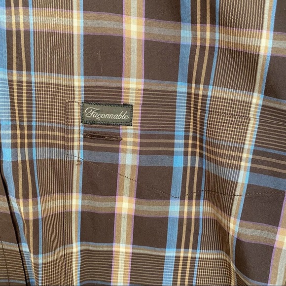 Faconnable Mens Cotton Plaid Button Down Shirt Size Large - Picture 2 of 6